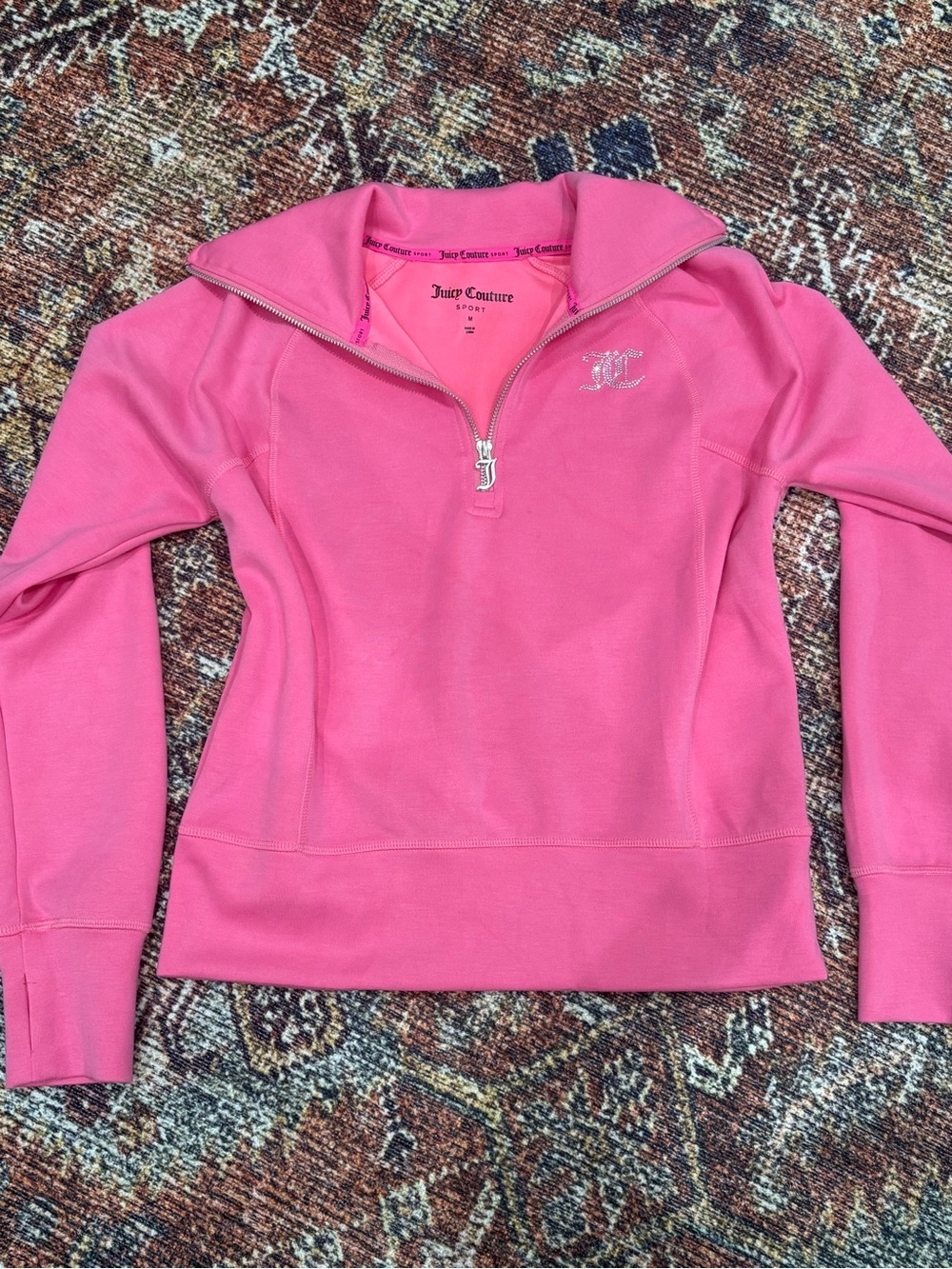 Juicy Couture Hot Pink Half-Zip Pullover Sweatshirt